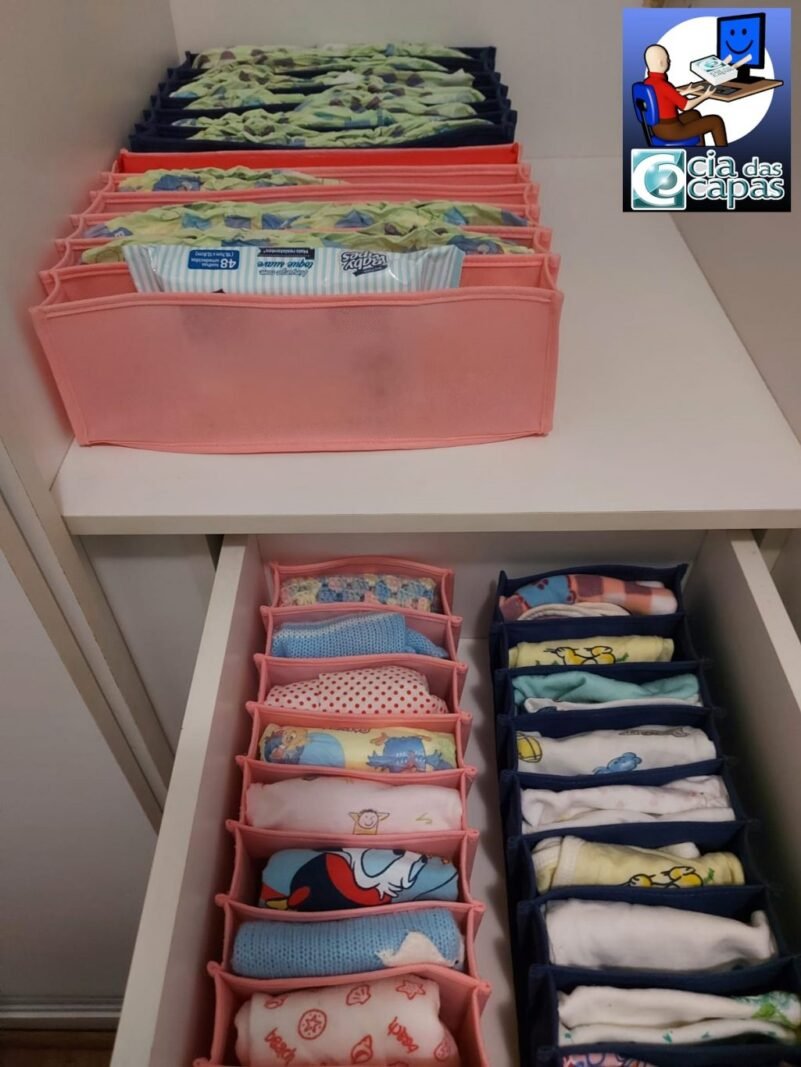 Colmeia Organizadora para Roupa de Bebê em TNT Rosa (5 pçs) - Imagem 5