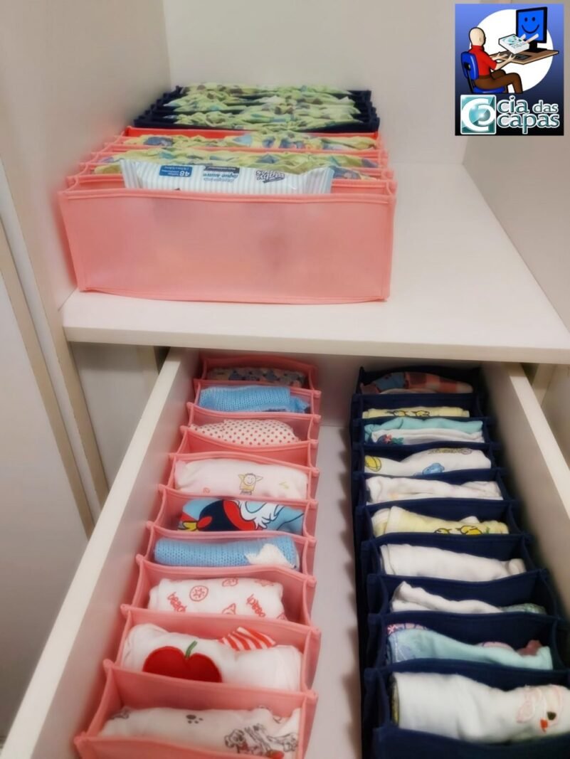 Colmeia Organizadora para Roupa de Bebê em TNT Rosa (5 pçs) - Imagem 8