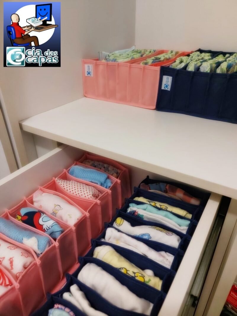 Colmeia Organizadora para Roupa de Bebê em TNT Rosa (5 pçs) - Imagem 10