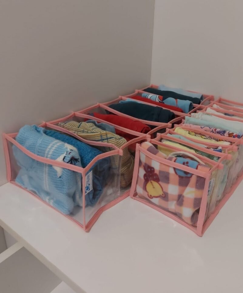 Colmeia Organizadora para Roupa de Bebê em PVC Rosa (5 pçs)